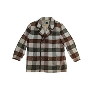 Women's Lizwear Vintage Petite Wool Blend Plaid Double Breasted Coat 12P